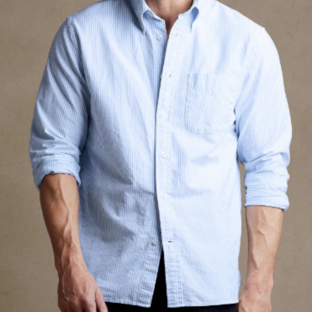 BR Untucked Oxford Shirt with light blue stripe - XL & XL Tall - Never been worn
